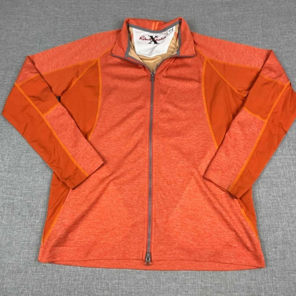 Robert Graham Jacket‎ Mens Medium Orange Full Zip Tailored Knit Windbreaker
